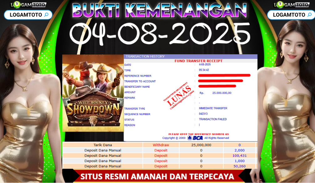 SELAMAT KEPADA MEMBER SETIA LOGAMTOTO BERHASIL JACKPOT DI PERMAINAN SLOT WILD BOUNTY SHOWDOWN
